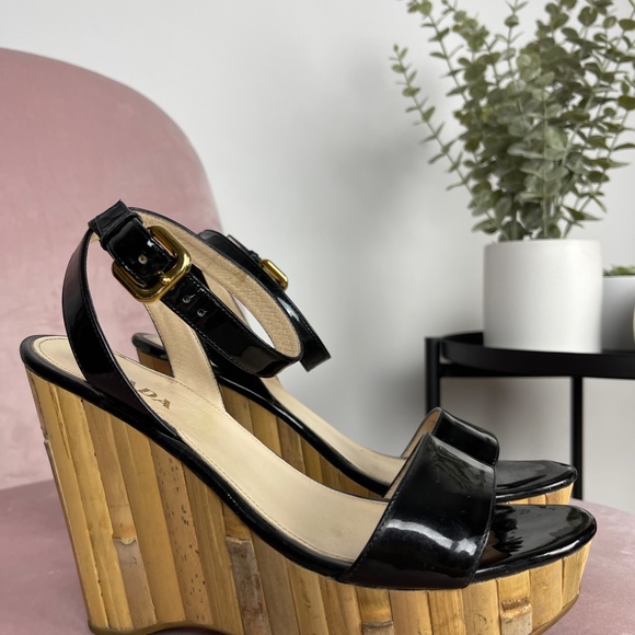 Authentic Prada Bamboo Wedges - Picture 2 of 6